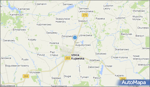 mapa Augustynowo, Augustynowo gmina Izbica Kujawska na mapie Targeo